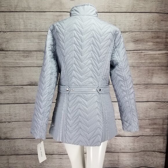 +NEW Via Spiga XL Cargo Zig Zag Quilted Zip up Jacket in Moonstone Light Blue - Picture 7 of 13